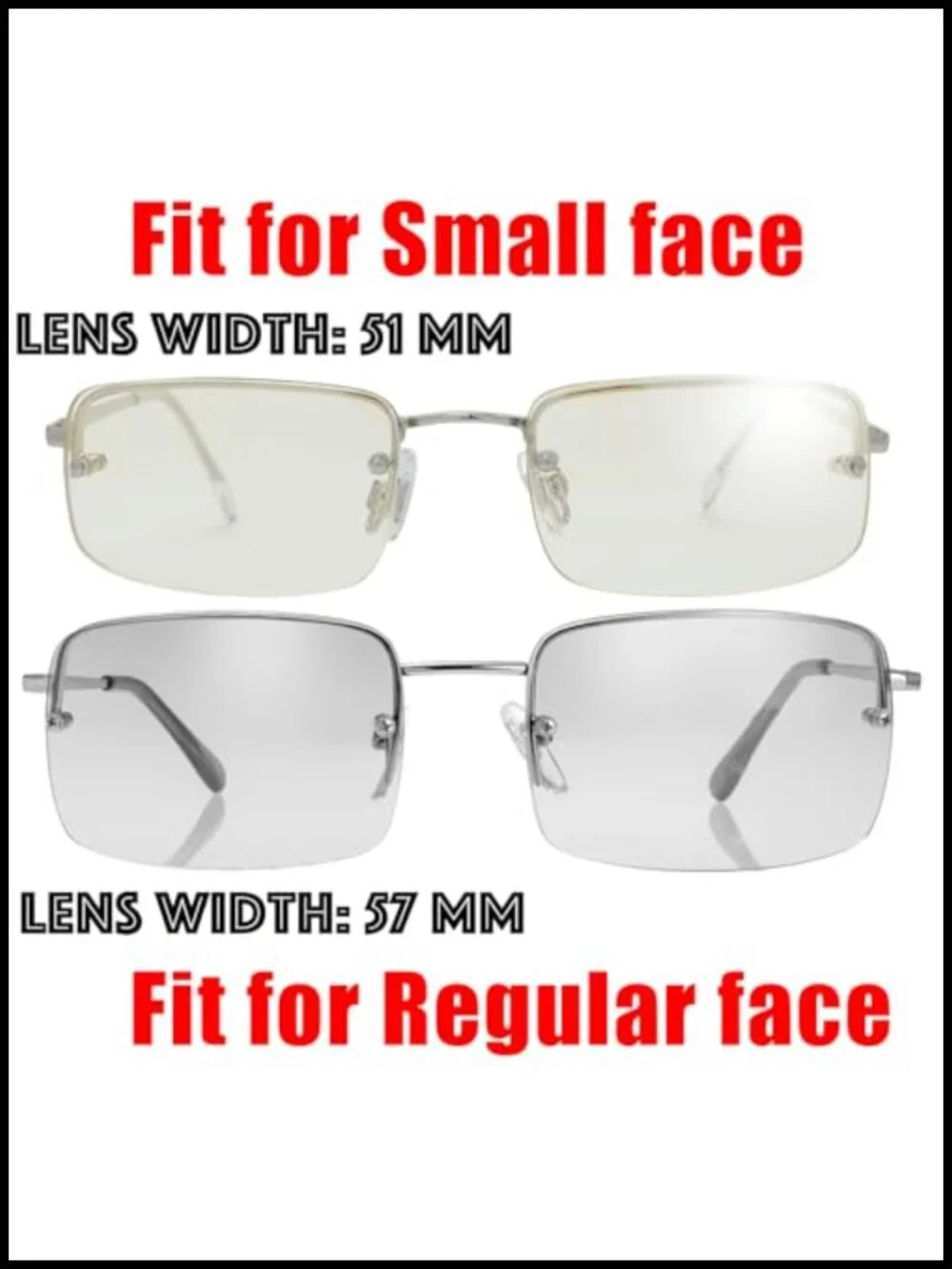Rectangular Frameless Gradient Sunglasses UV400 Metal